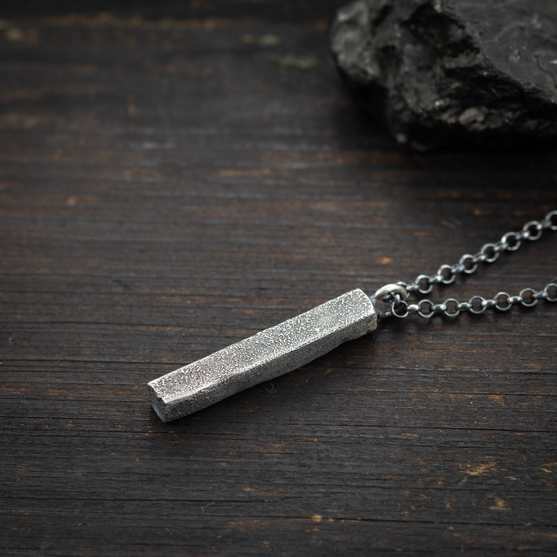 Bar mens silver Necklace, Handmade Silver jewelry,  Minimalist jewelry, Christmas boyfriend gift, Unique gifts,  Husband gift, Gift for him