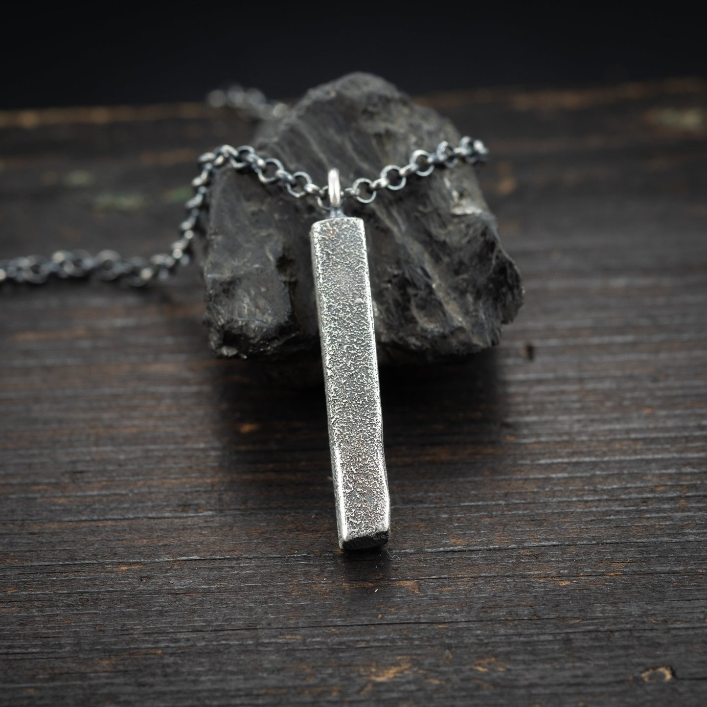 Bar mens silver Necklace, Handmade Silver jewelry,  Minimalist jewelry, Christmas boyfriend gift, Unique gifts,  Husband gift, Gift for him