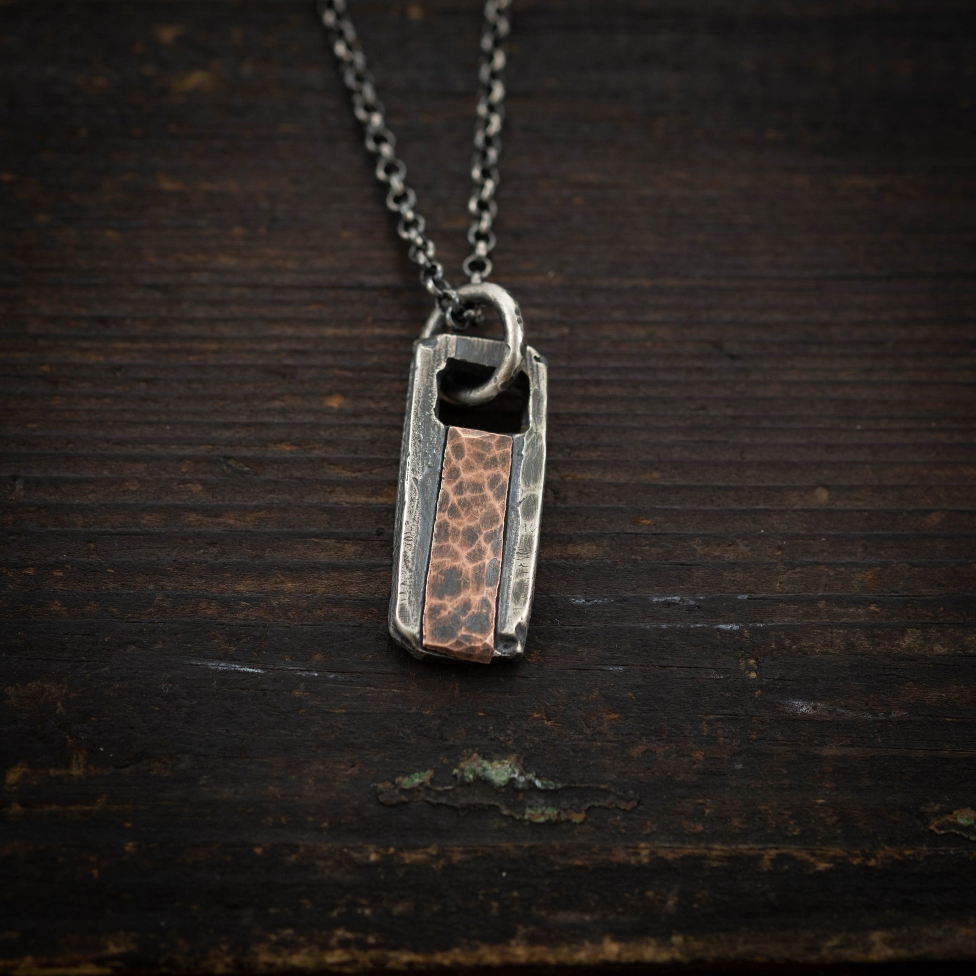 Unique Silver And copper mens necklace, Mens gift,  Handmade jewelry, necklace, Gift for him, Boyfriend gift, Husbant gift