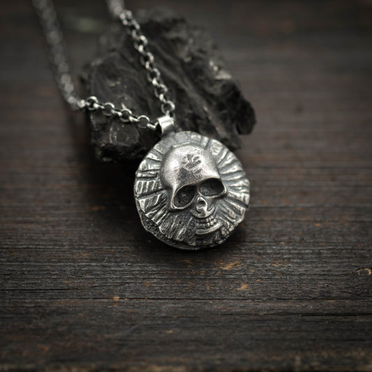 Skull Silver Necklace, Goth jewelry, Unique Gift for him, Mens gift, Viking Handmade jewelry, Husbant gift, Pagan jewelry, mens jewelry gift