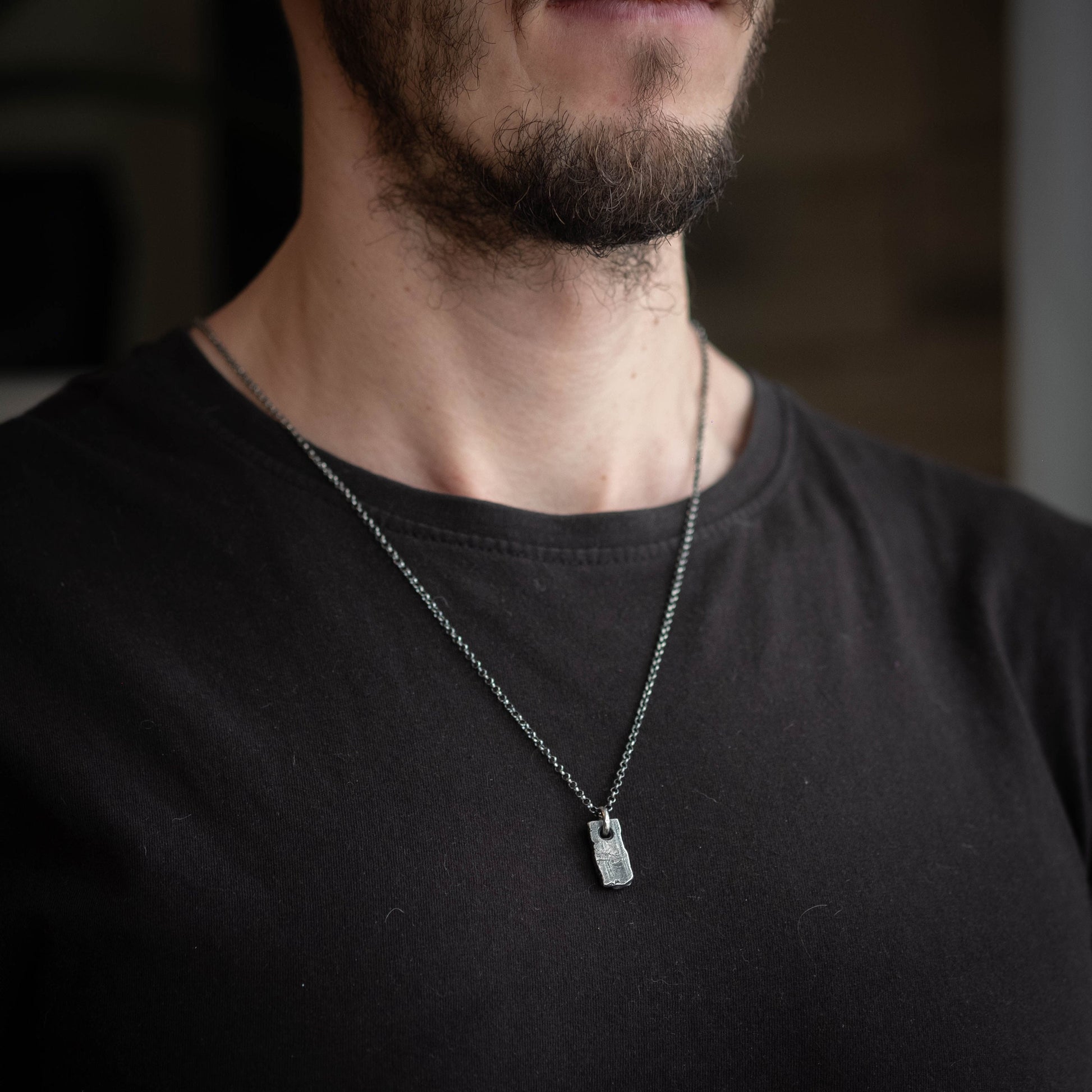 Rustic Mens Silver protection pendant necklace, Unique Mens gift,  Handmade Silver jewelry, Gift for him, Boyfriend gift, Husbant gift
