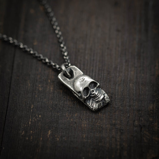 Skull Protection amulet Silver Necklace, Viking Handmade jewelry Unique Gift for him, Mens gift, Husband gift, Pagan jewelry, mens gift