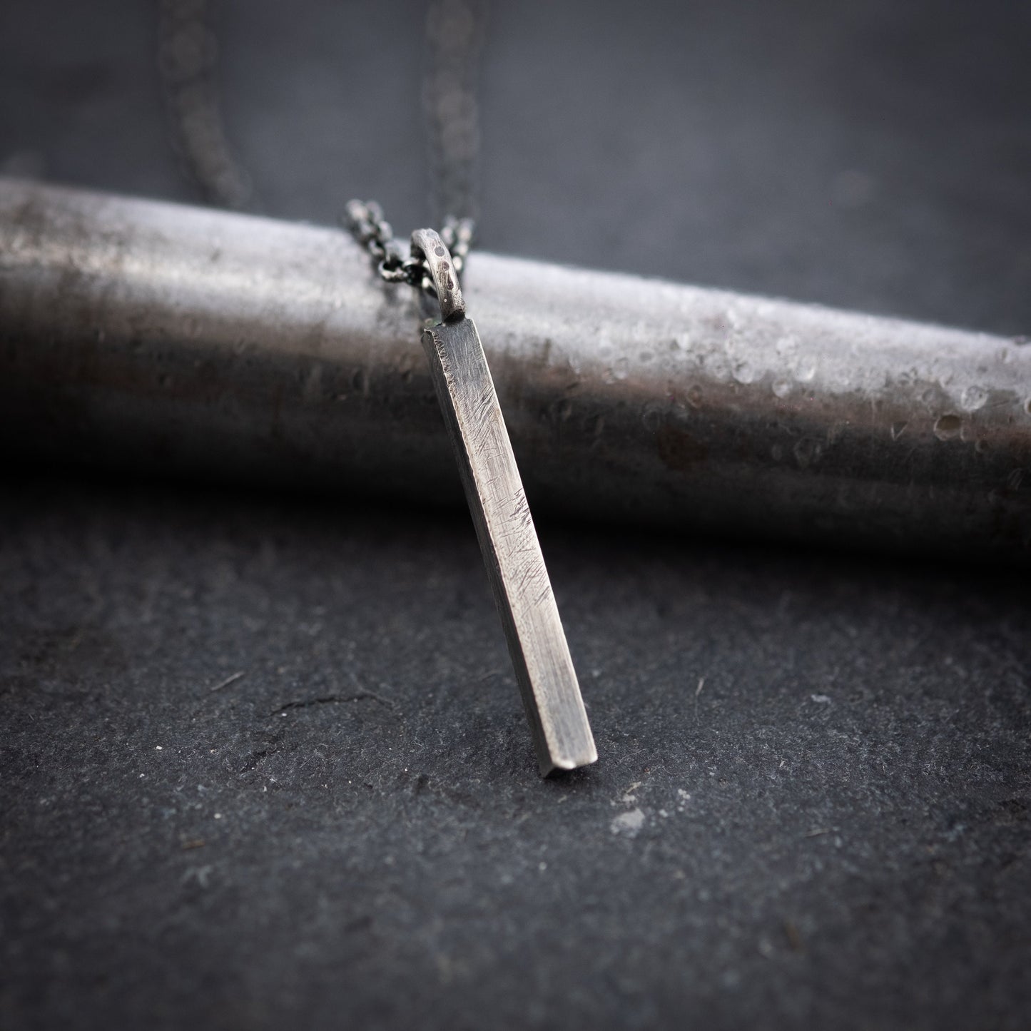 Mens bar silver Necklace, Rustic Handmade Silver jewelry,  Minimalist jewelry, boyfriend gift, Unique gifts,  Husband gift, Gift for him