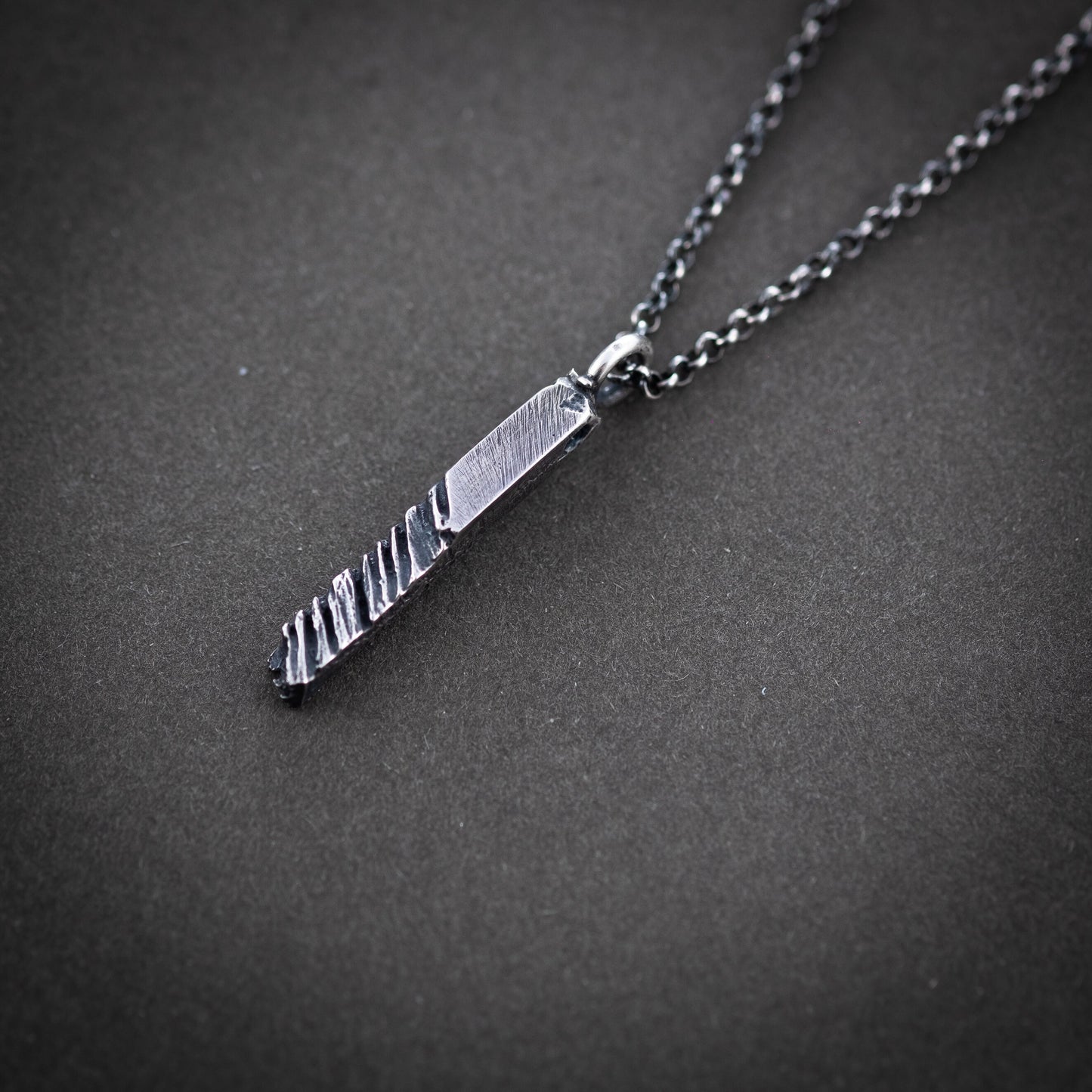Unique Rustic Silver Bar mens Necklace, Handmade Gotchic Silver jewelry, boyfriend gift, Unique gifts,  Husband gift, Gift for him