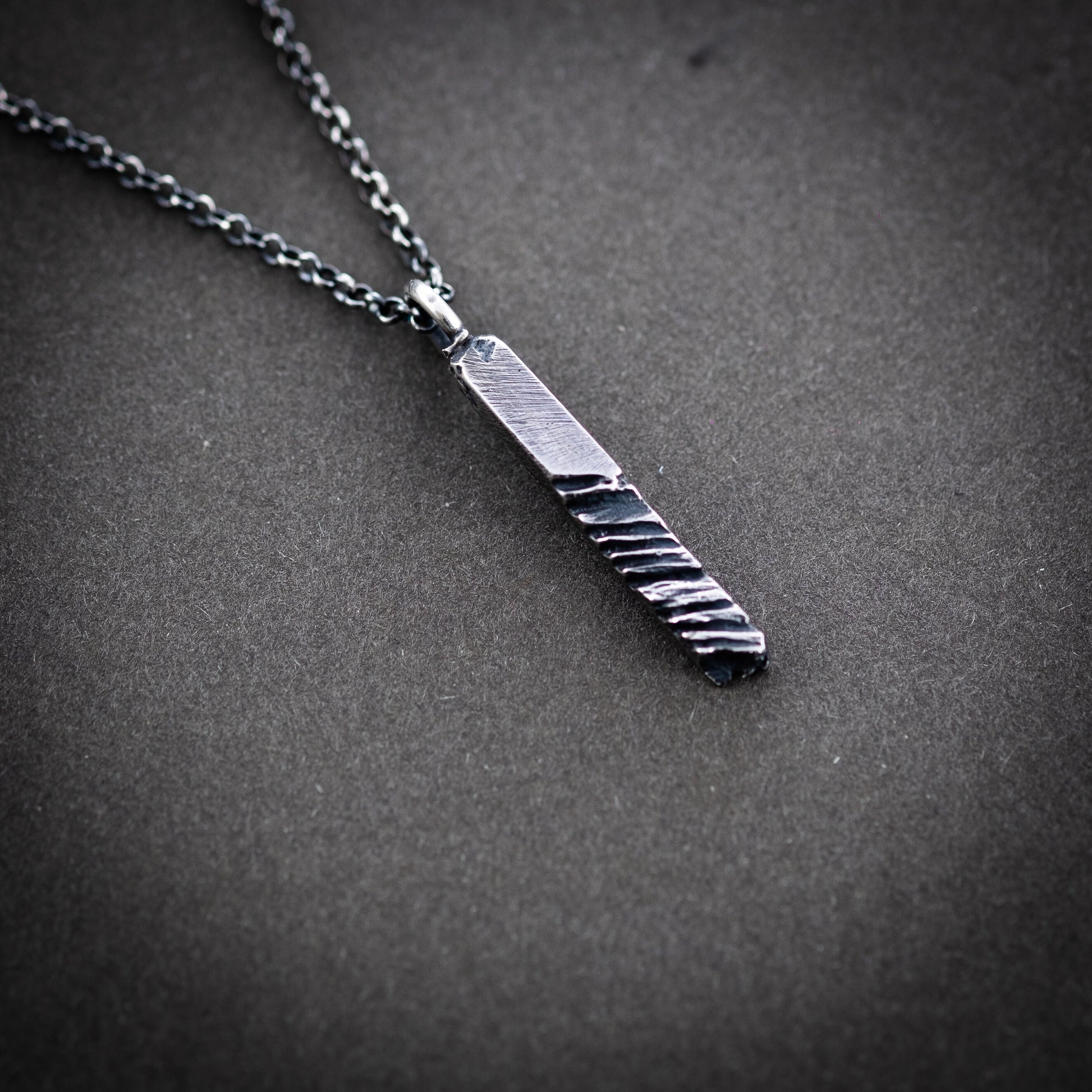 Unique Rustic Silver Bar mens Necklace, Handmade Gotchic Silver jewelry, boyfriend gift, Unique gifts,  Husband gift, Gift for him
