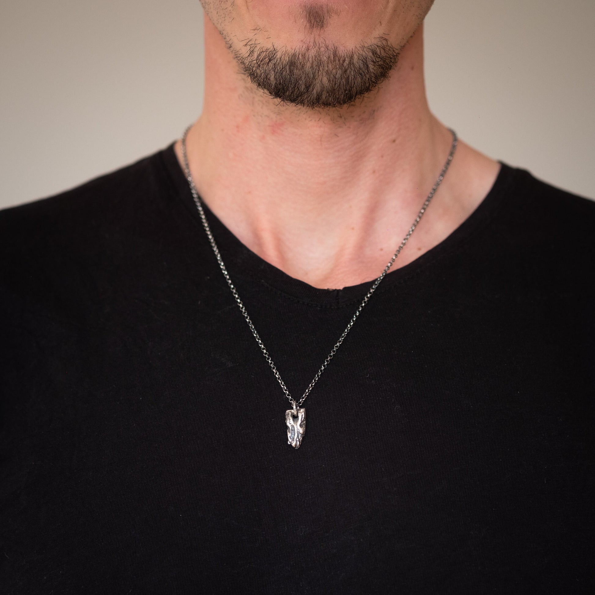 Rustic Mens Silver protection pendant necklace, Unique Mens gift,  Handmade Silver jewelry, Gift for him, Boyfriend gift, Husbant gift
