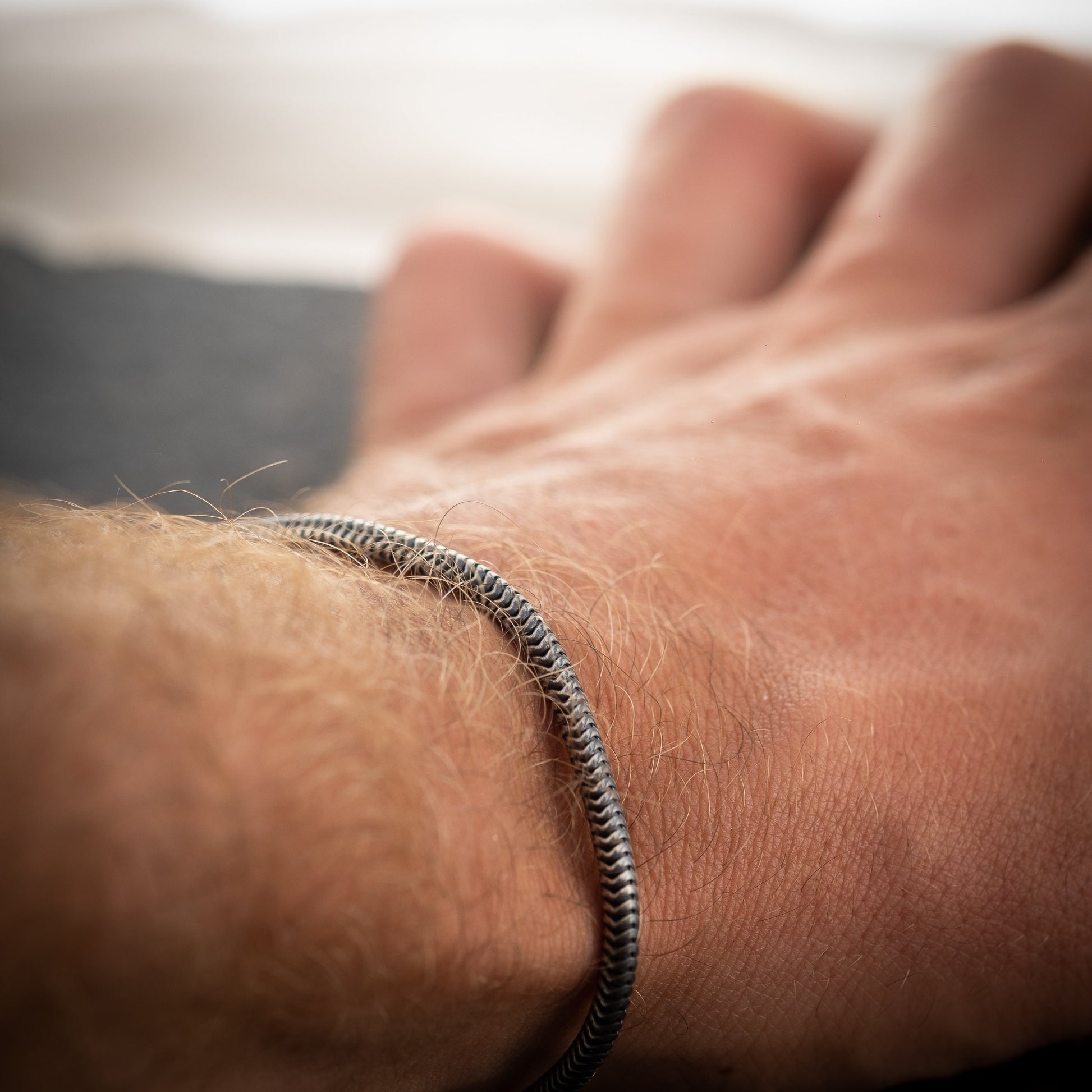 Minimalist Oxidized Mens silver Snake chain bracelet – SilverRituals
