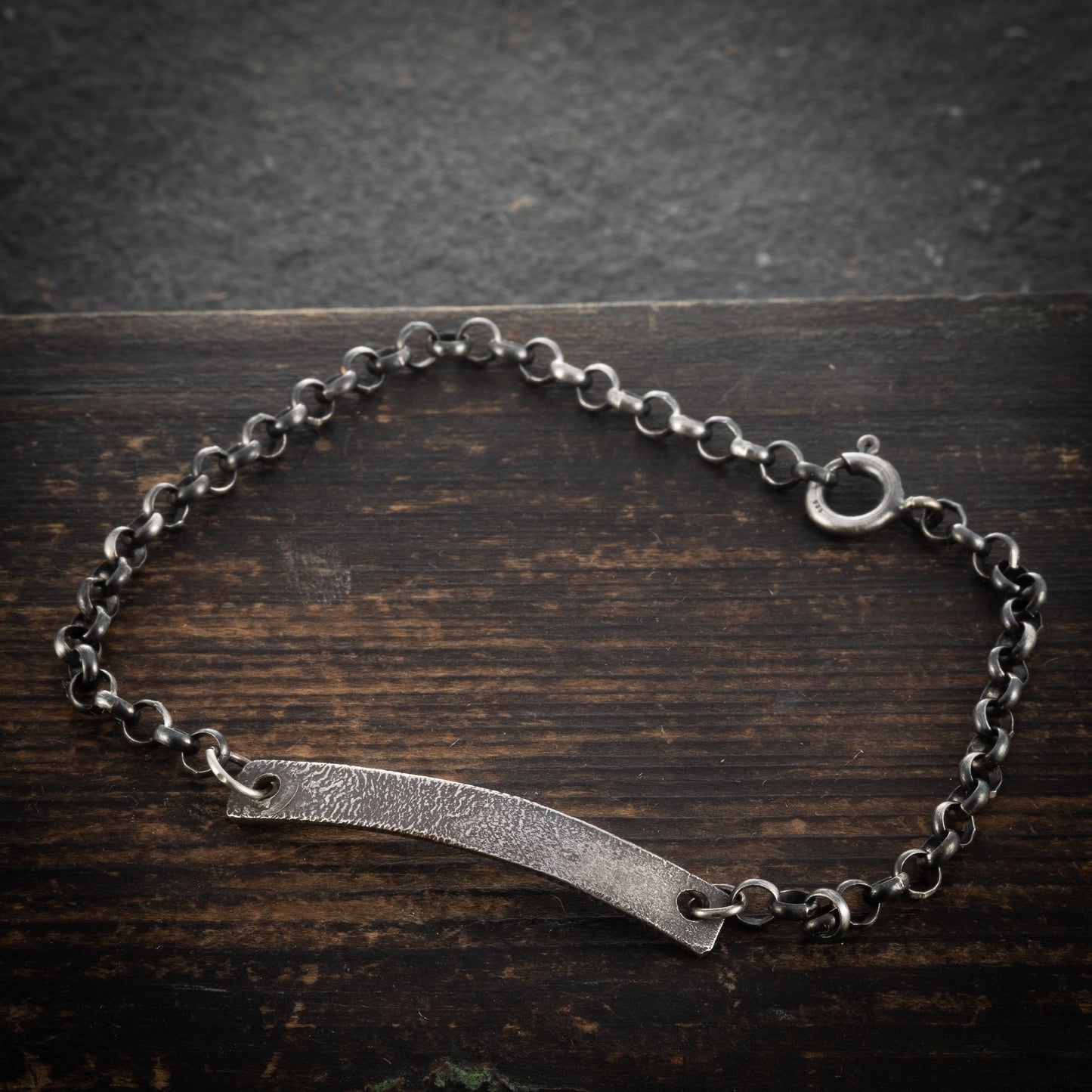 Rustic Silver Bar Bracelet for men, Handmade  sterling silver jewelry, Boho mens bracelet, oxidized silver bracelet