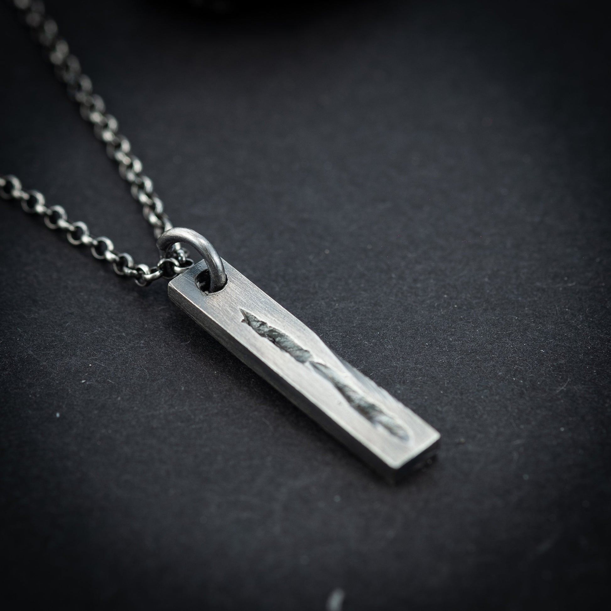 Rustic Mens Silver Double sided Bar pendant necklace, Unique Mens gift,  Handmade Silver jewelry, Gift for him, Boyfriend gift, Husbant gift