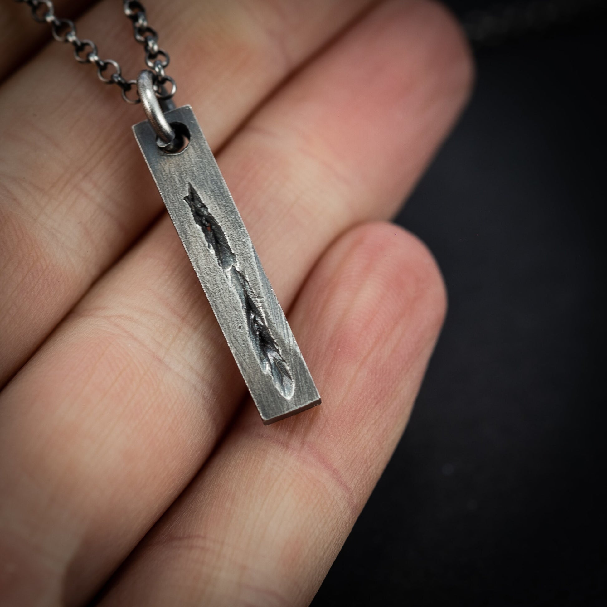 Men's Razor Blade Sterling Silver Necklace