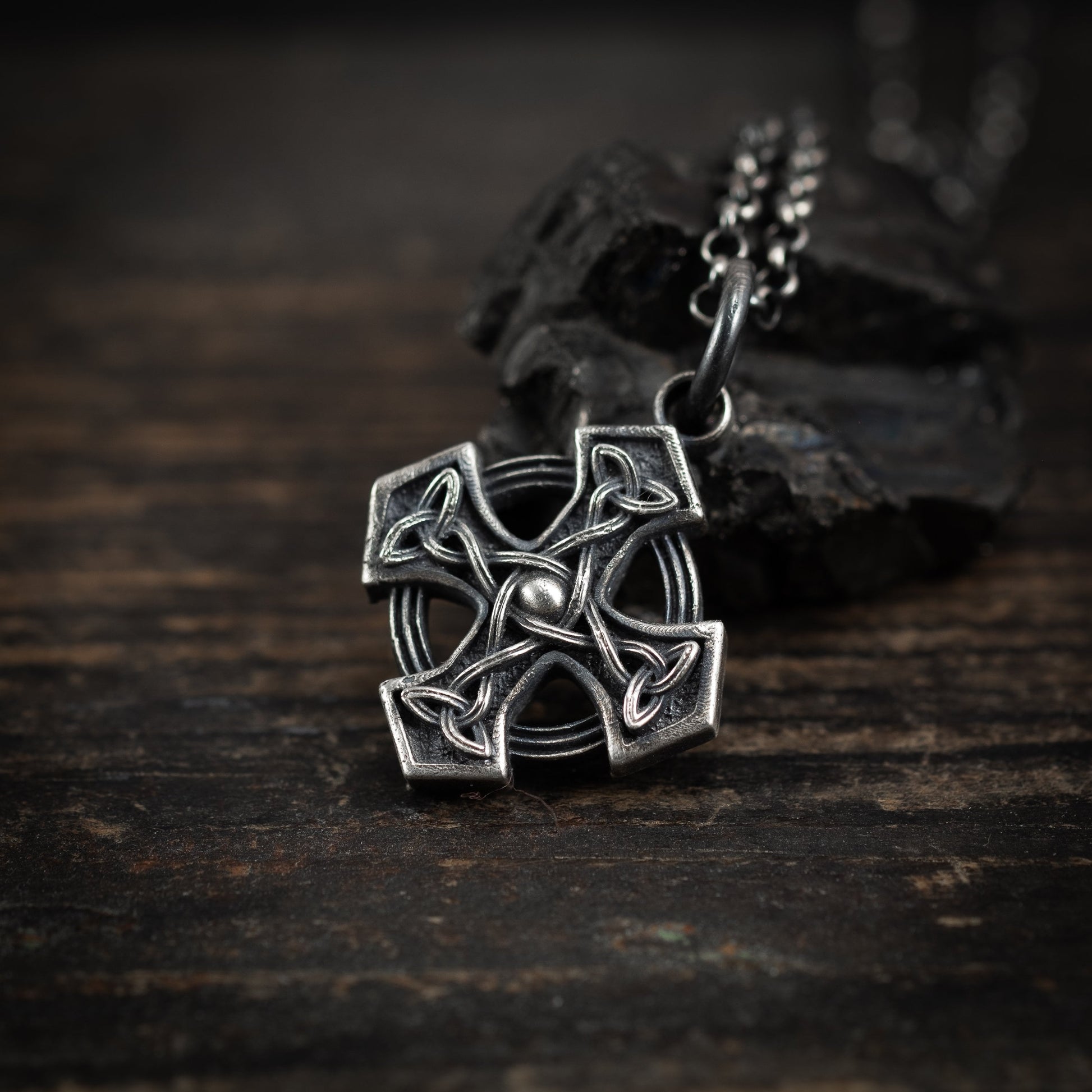 Celtic Cross Silver men pendant necklace, handmade Celtic jewelry for men, Celtic know necklace for men, Unique gift for men