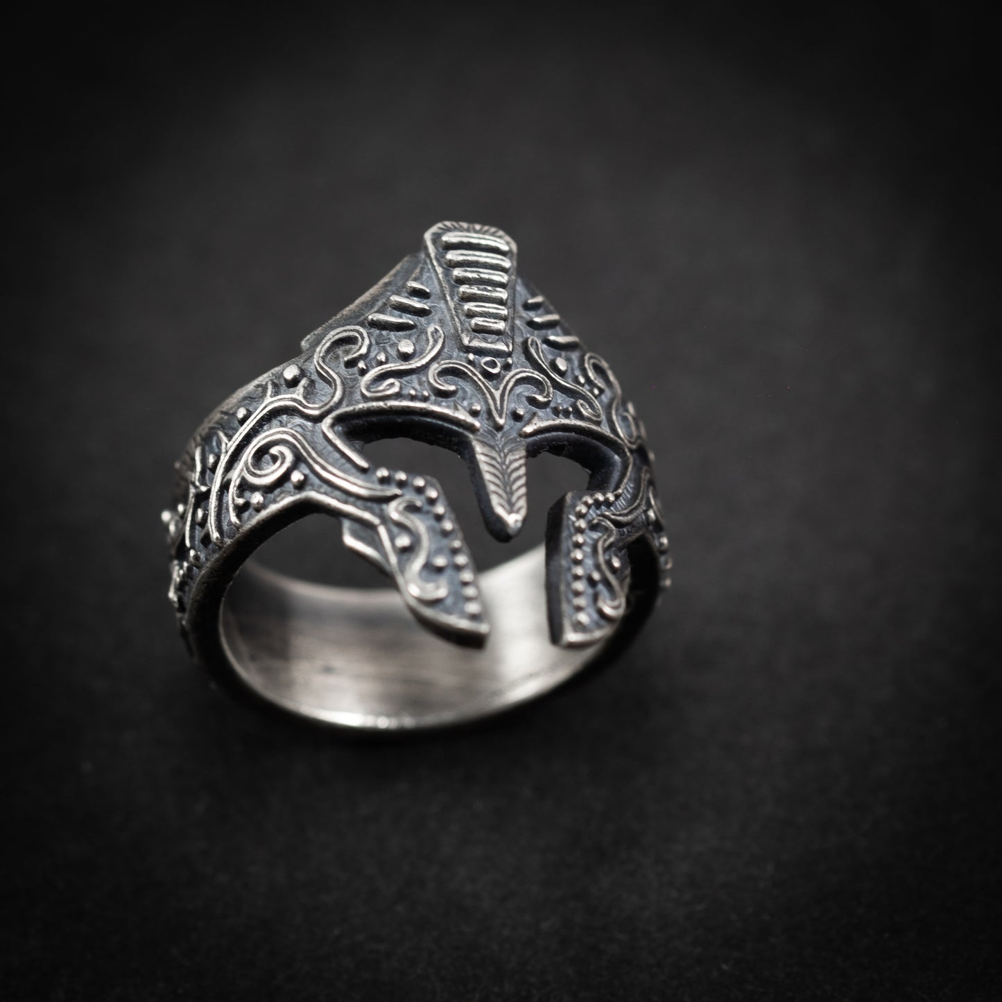 Spartan helmet Warrior Men silver ring, Unique gift for men, Oxidized rustic jewelry for men, ancient greek ring, mens gift