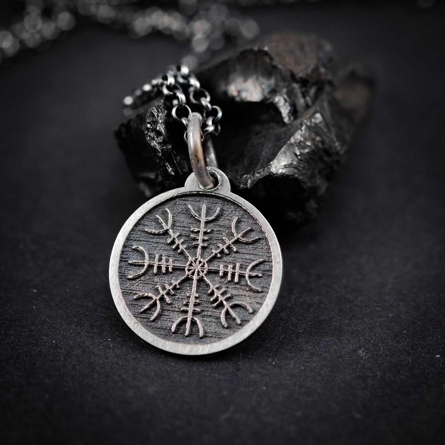 Viking The Helm of Awe Protection mens necklace, Engraved silver Personalized viking jewelry, Oxidized rustic necklace, norse jewelry