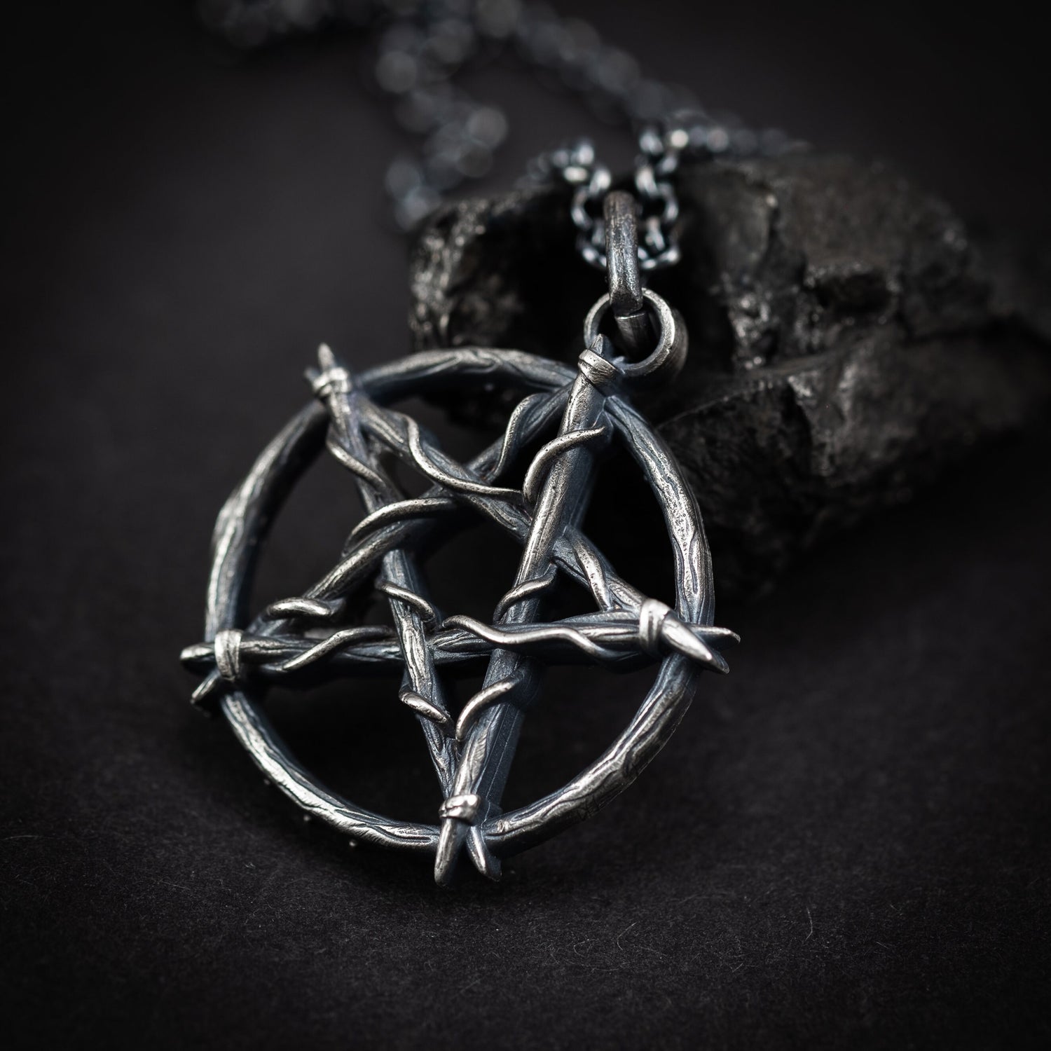 Silver Pentagram necklace pendant, pentacle necklace, Occult handmade jewelry , unique gift for men or women, wiccan necklace