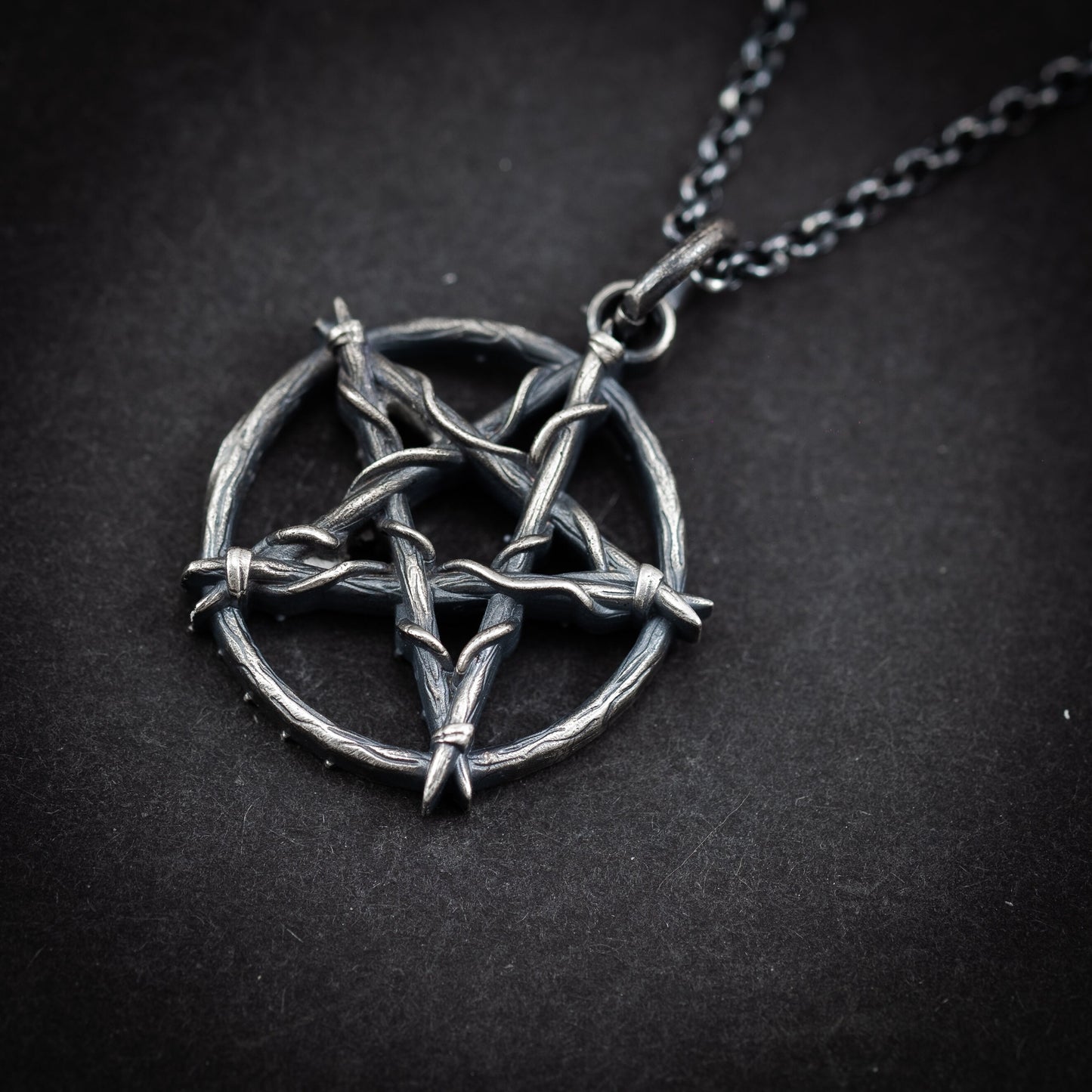 Silver Pentagram necklace pendant, pentacle necklace, Occult handmade jewelry , unique gift for men or women, wiccan necklace
