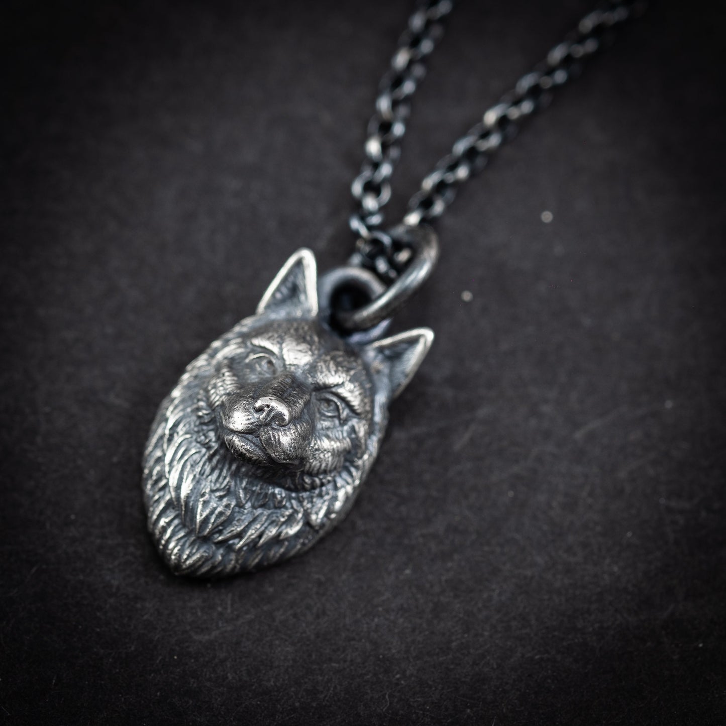 Wolf Head animal pendant mens necklace, Unique forest nature jewelry, gift for men, mens necklace, Christmas boyfriend gift