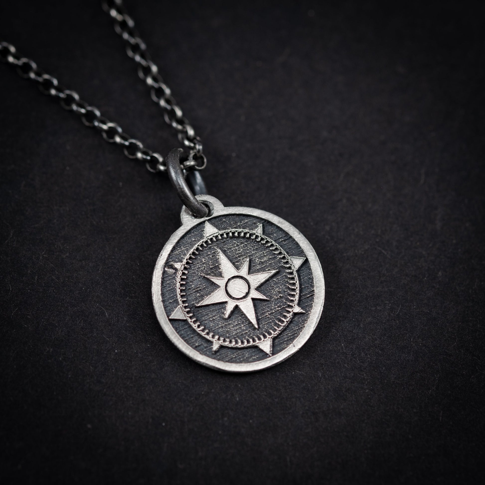 Silver Personalized Compass mens pendant necklace, Engraved Silver handmade jewelry, Unique ravel gift, Christmas gifts