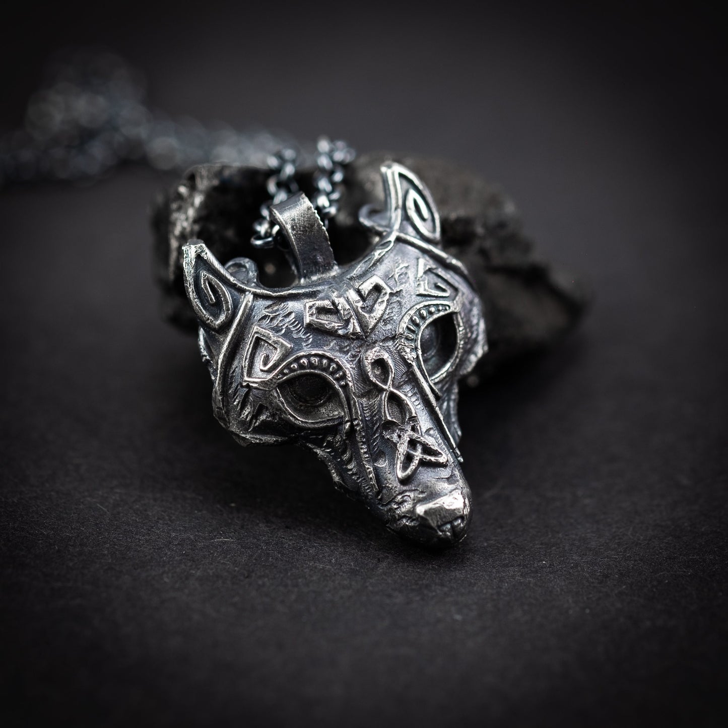 Viking Wolf Silver mens necklace, Wolf head necklace, Fenrir pendant, Norse mythology , Handmade jewelry, animal necklace, Christmas gifts