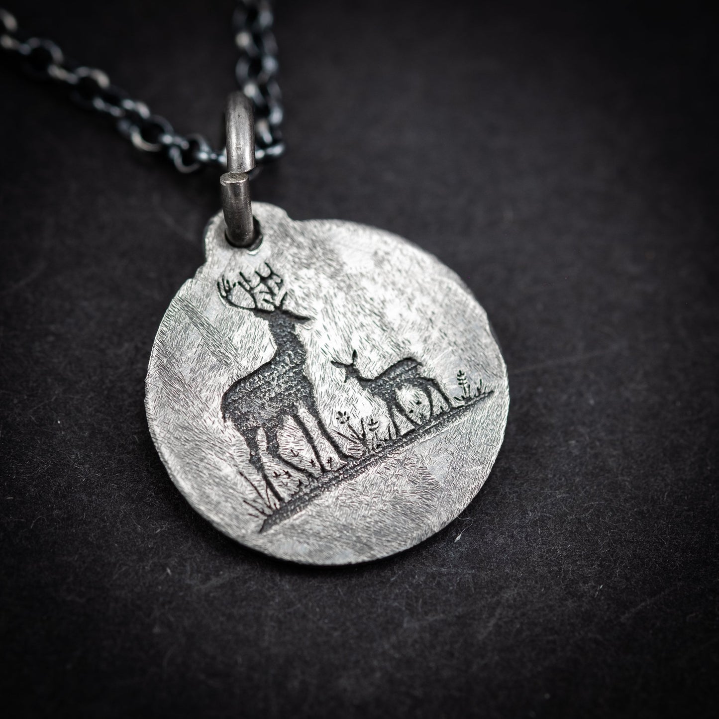 Deer Silver animal pendant necklace, Personalized forest nature jewelry, Christmas gifts, engraved necklace, gift for her, mens necklace
